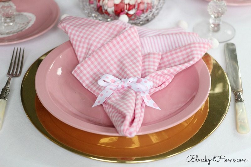 Valentine pink check napkin