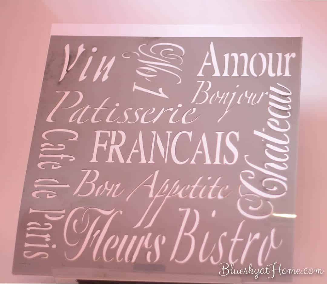 Easy DIY French Stencil Sign Under $10. If you love French writing and using stencils to create home decor, here's an easy project that won't break the bank. With just a little bit of paint and a few supplies, you can have a nice addition to your accessories. BlueskyatHome.com