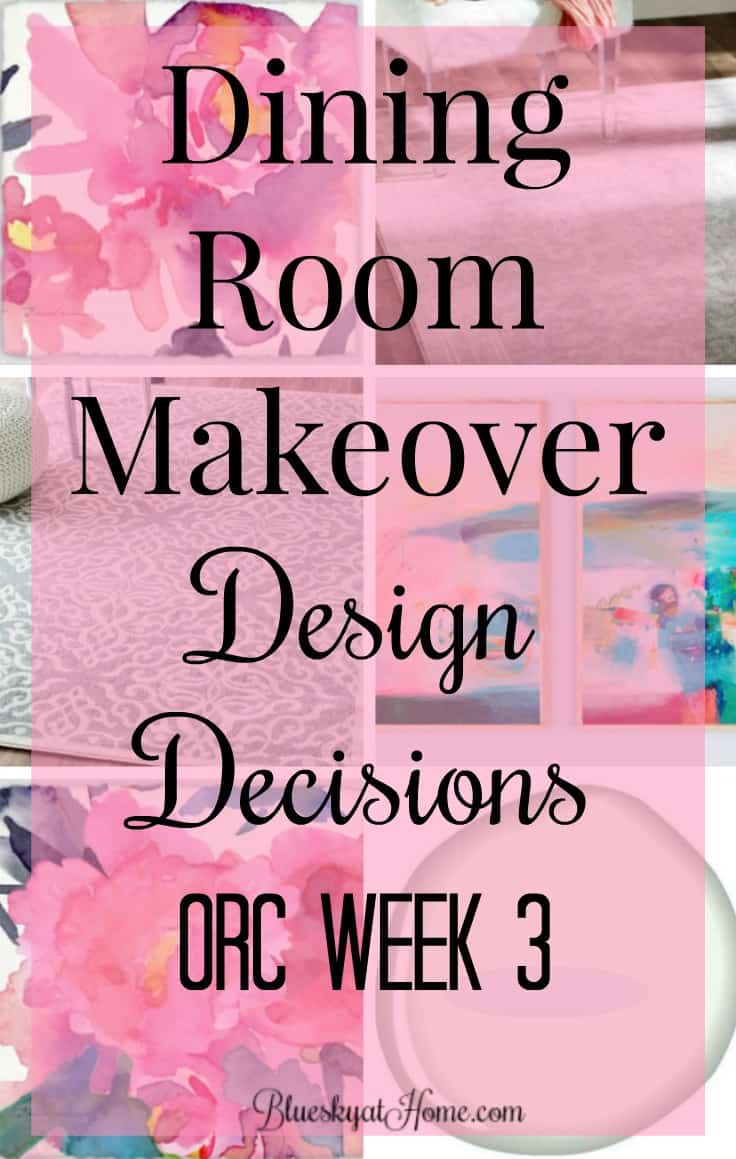 Dining Room Makeover Design Decisions ~ ORC Week 3. Defining your vision for a room allows you to focus on the elements that will bring the room to life. Paint color, rugs, art, accessories all play a role. BlueskyatHome.com