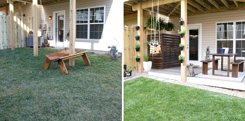 5 Creative DIY Backyard Makeovers to Inspire You. Designing our outdoor spaces is like designing a house: flooring, seating, lighting and accessories have to work together to create a space that functions for family and entertaining. BlueskyatHome.com #backyardideas #backyardmakeovers #DIYbackyards #DIYoutdoorspaces