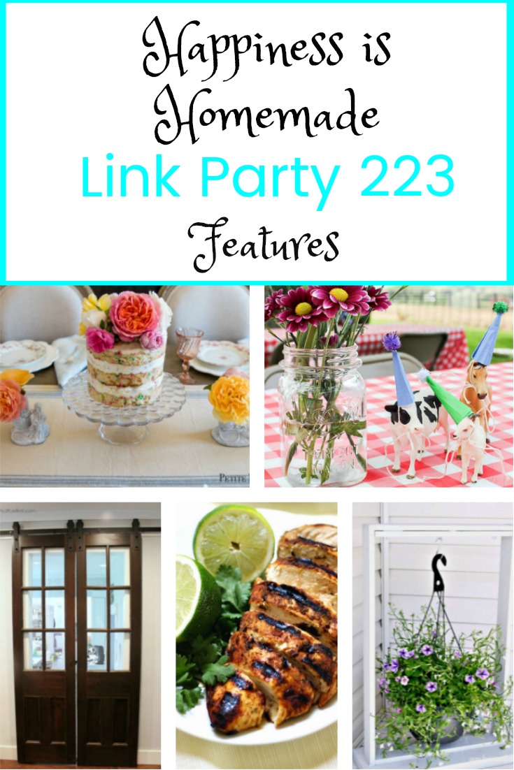 Happiness is Homemade Link Party 223. Share your best posts for more visitors and a chance to be featured and Pinned and commented by other bloggers and readers. DIY, crafts, party ideas, home decor, recipes, tablescapes, paint projects. BlueskyatHome.com #happinessishomemade #linkparty #linkparties #DIYprojects 