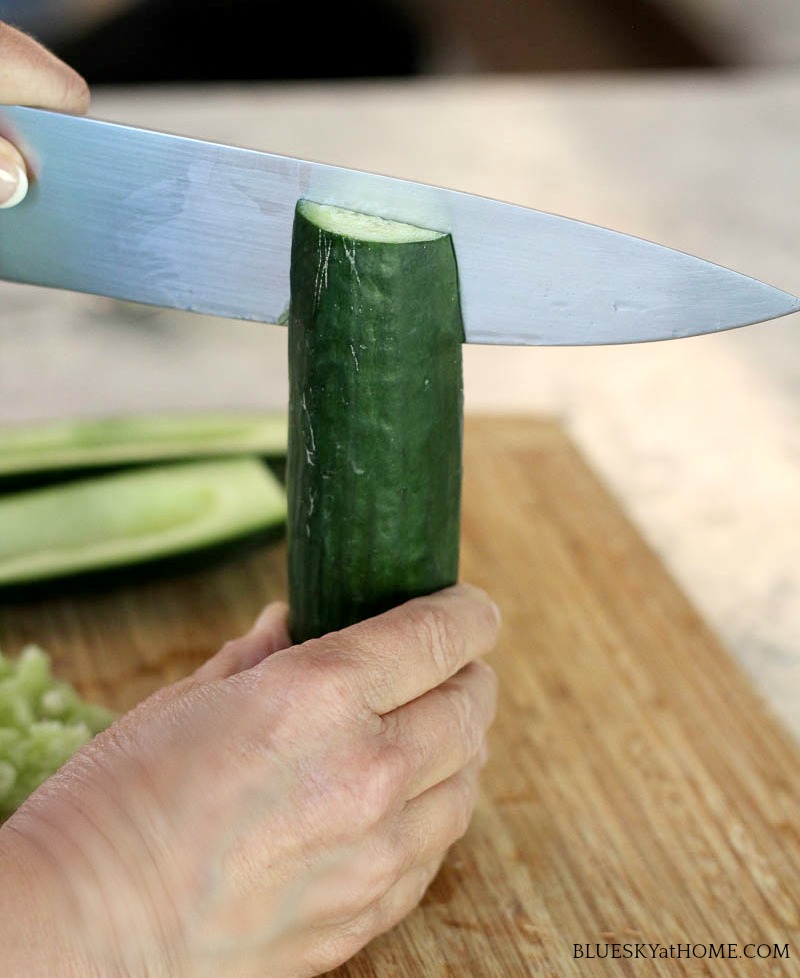 slicing cucumber for making Cucumber Tomatillo Gazpacho 