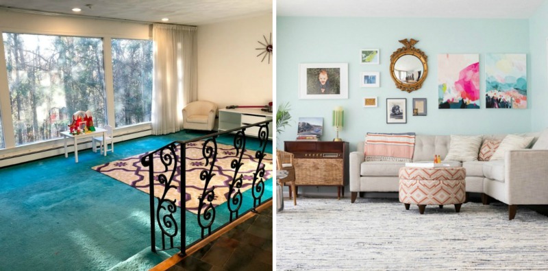 5 Lovely Living Room Makeovers. Ideas to create a living space with color, accessories, and furniture. BlueskyatHome.com #livingroom #livingroommakeover