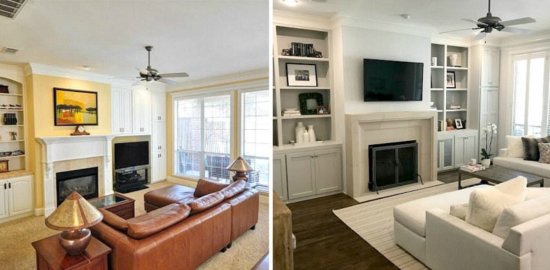 5 Lovely Living Room Makeovers. Ideas to create a living space with color, accessories, and furniture. BlueskyatHome.com #livingroom #livingroommakeover