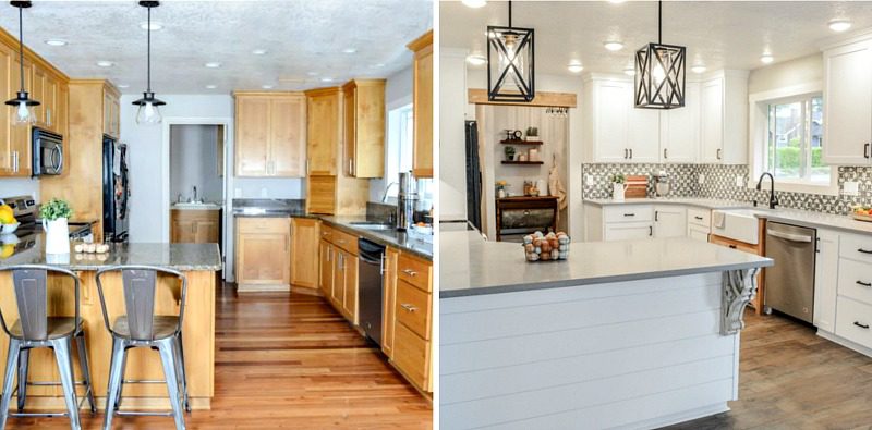 5 Fabulous DIY Kitchen Makeovers. Renovating a kitchen offers a great payback in design, appeal and practicality. Whatever your budget and challenges, these kitchen transformations will give you ideas for your own DIY projects. BlueskyatHome.com #kitchenmakeovers #DIYkitchen #kitchenideas #kitcheninspiration 