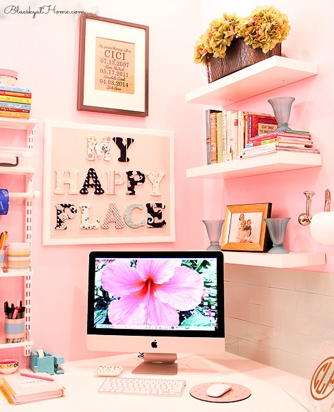 5 Glam and Gorgeous Girl Room Makeovers ~ A ORC Round~Up. Inspiration for special rooms for girls of any age. BlueskyatHome.com #office #craftroom #playroom
