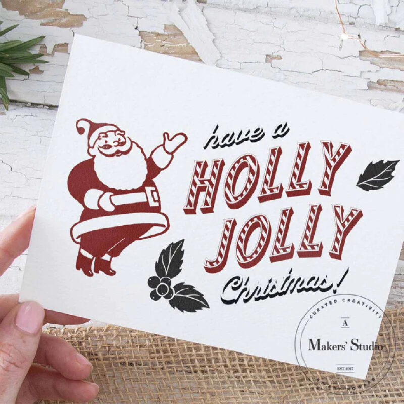 Christmas card with Santa stencil