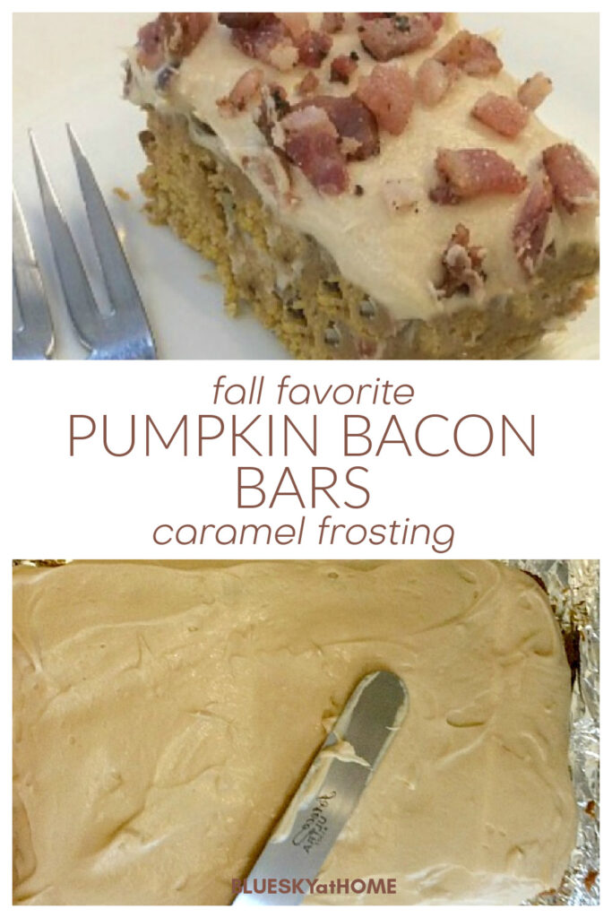 Pumpkin Bacon Bars with Caramel Frosting