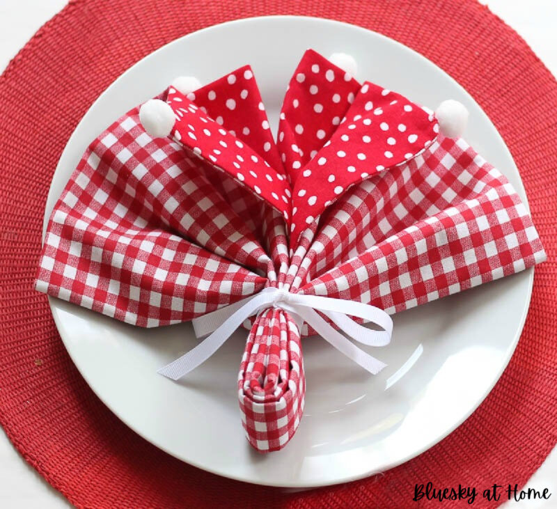 Valentine's red checked and polka-dot napkins