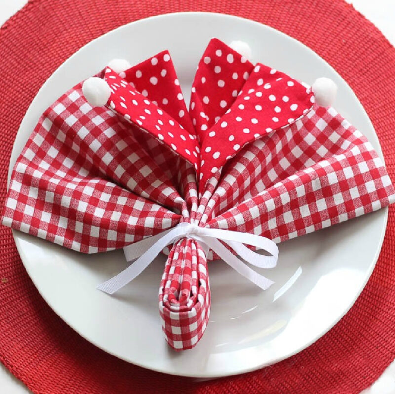 Valentine's Day napkins with pom-poms