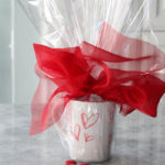 Valentine mug wrapped in clear plastic