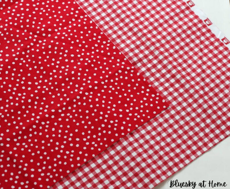 red polka-dot fabric and red and white check fabric for napkins