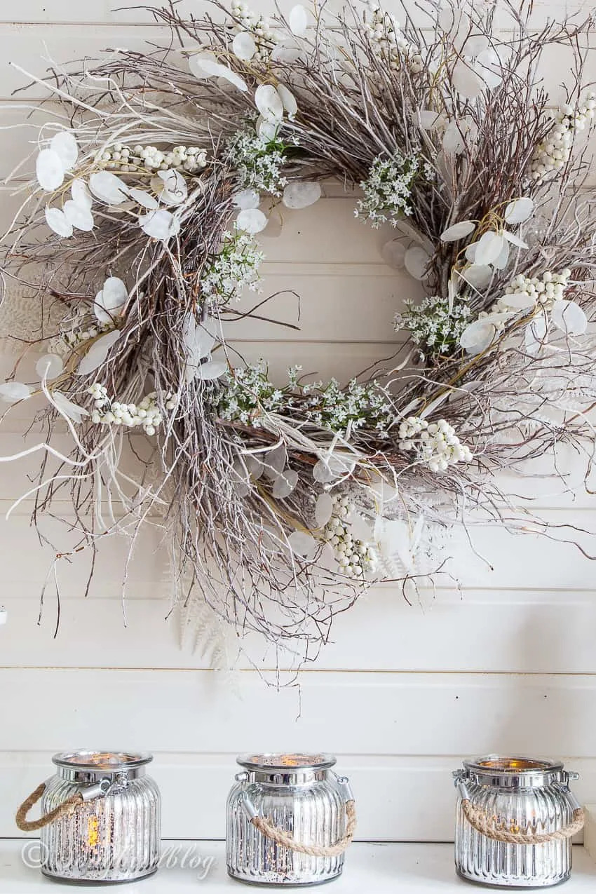white winter twig wreath