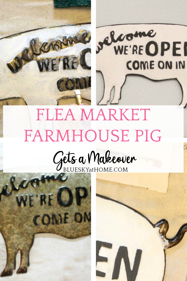 Farmhouse Pig and Market Typography Iron Wall Sign