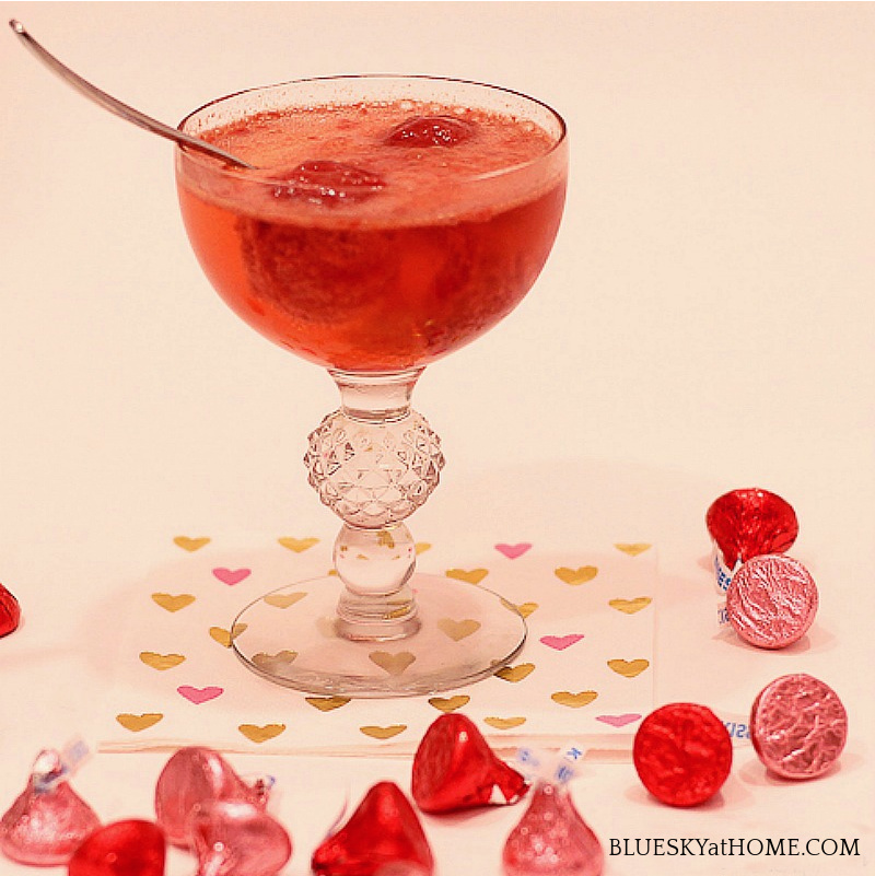 Valentine's cocktail with spoon