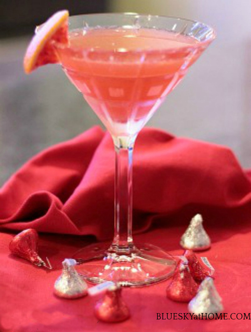 Valentine's cocktail in martini glass