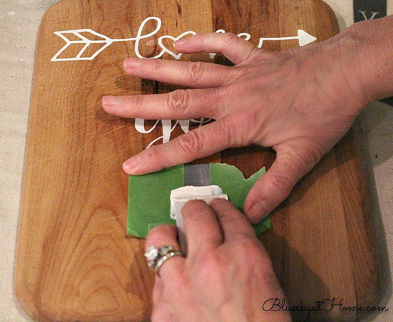 stenciling vintage cutting boards