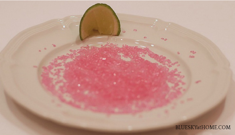 pink sugar on plate