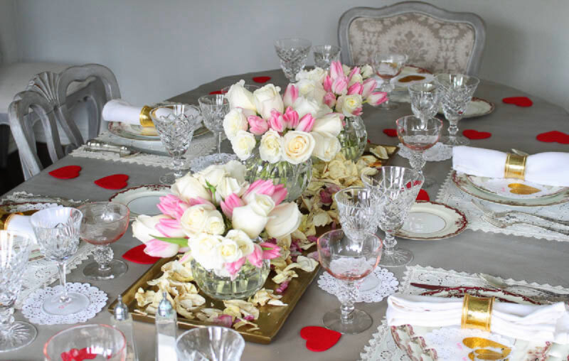 ladies vintage Valentine's tablescape