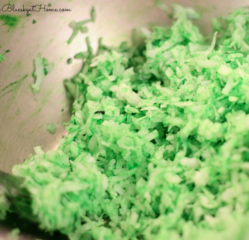 green coconut for Easter cupcakes
