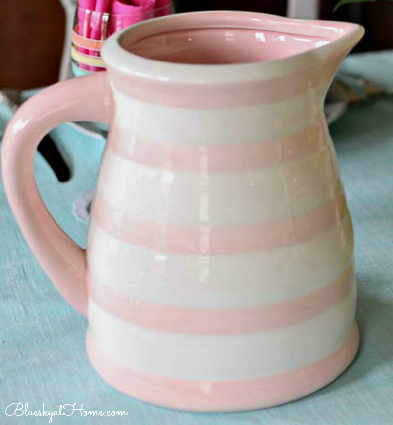 pink and white pitcher