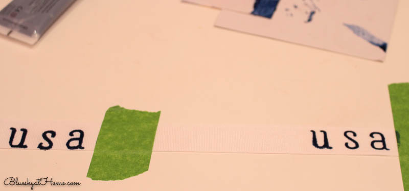 making decorative ribbon with paint and stencils