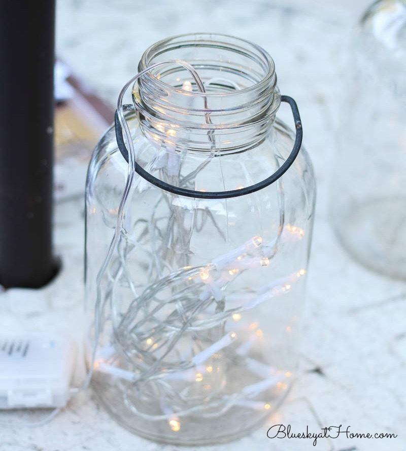 mason jar with battery-operated lights