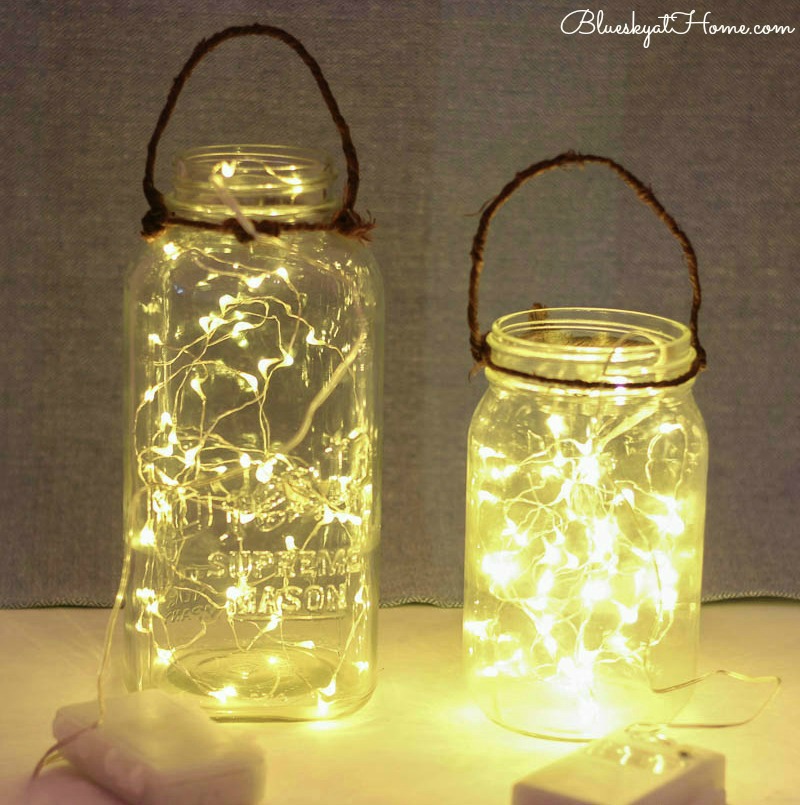 battery-operated lights in mason jars