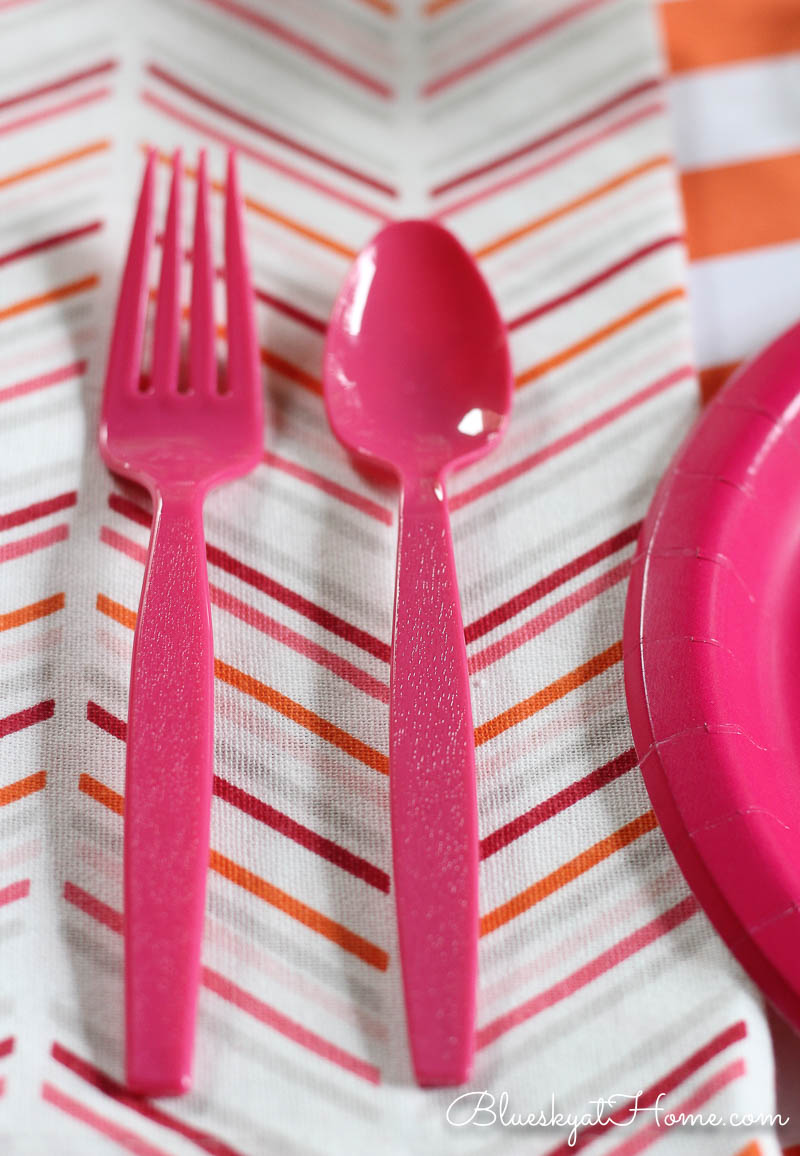 pink plastic silverware