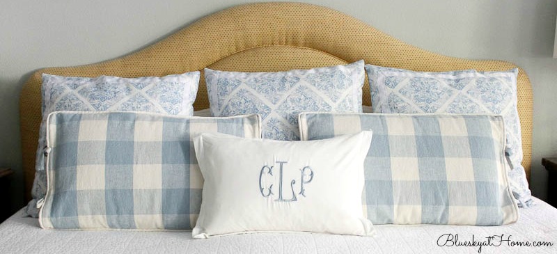 blue and white pillows