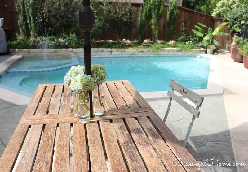 patio table and pool