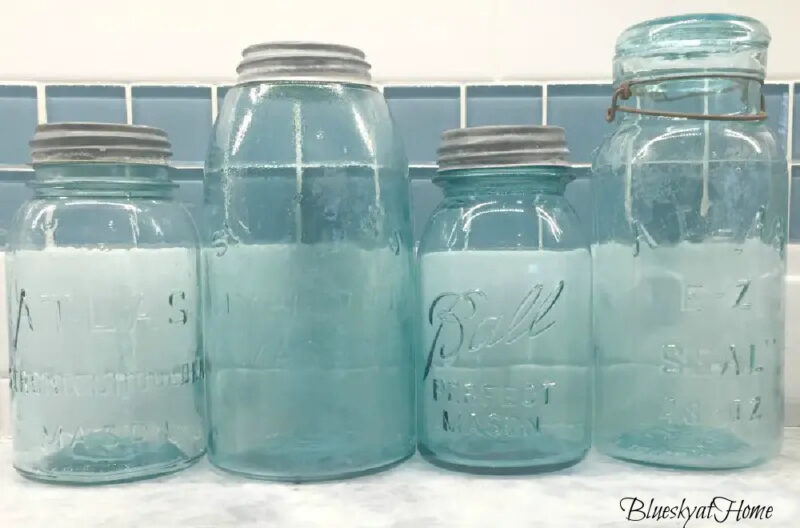 blue tinted mason jars
