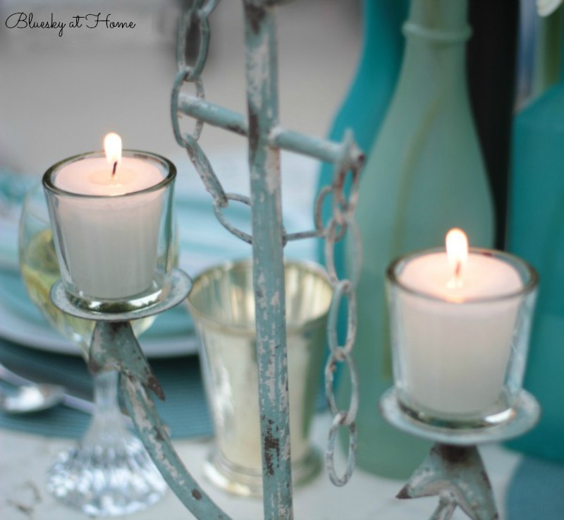 coastal tablescape candlelight