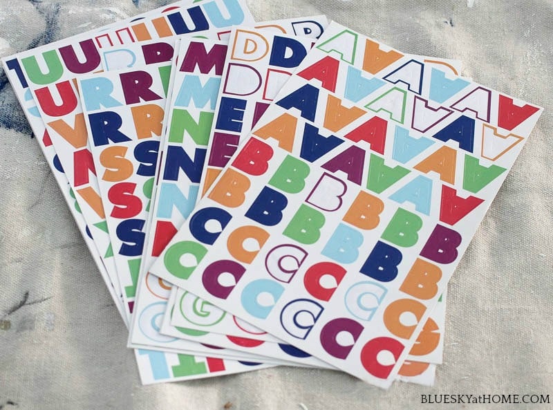 bright colored alphabet stickers