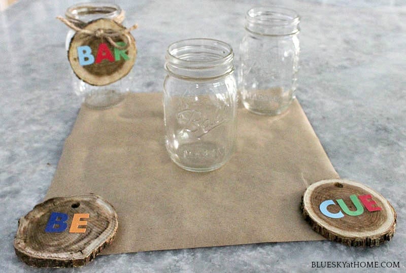 mason jars on brown craft paper
