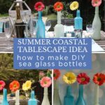 sea glass DIY bottles used on coastal tablescape