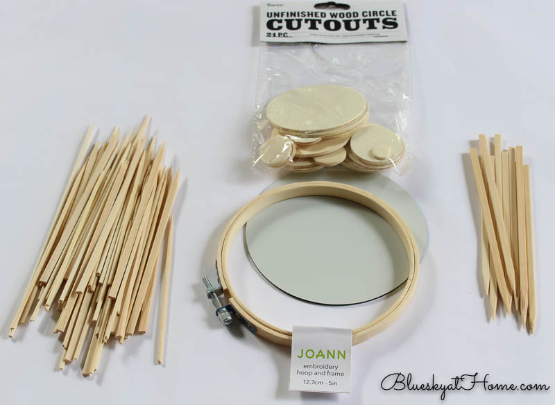 DIY sunburst mirror supplies