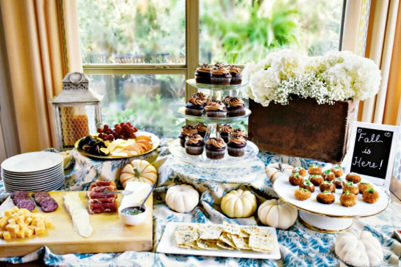 fall buffet table set for party