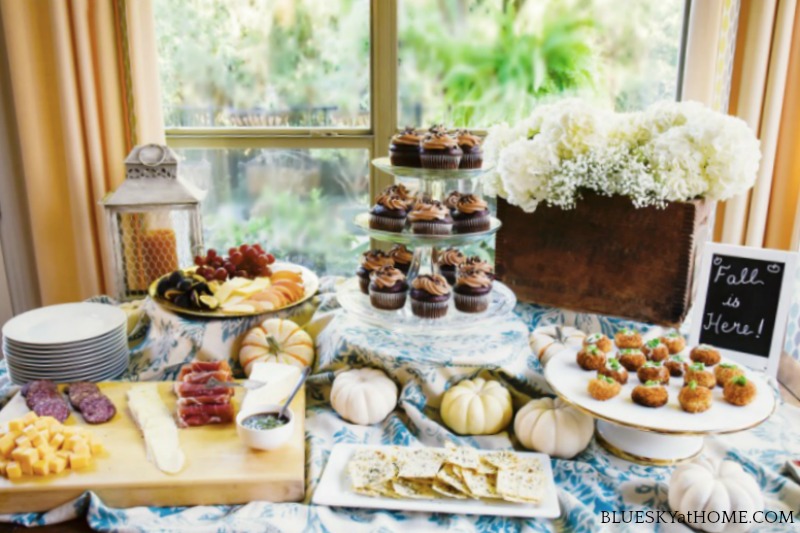 buffet table with food