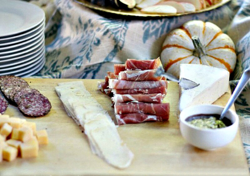 fall buffet table display charcuterie board