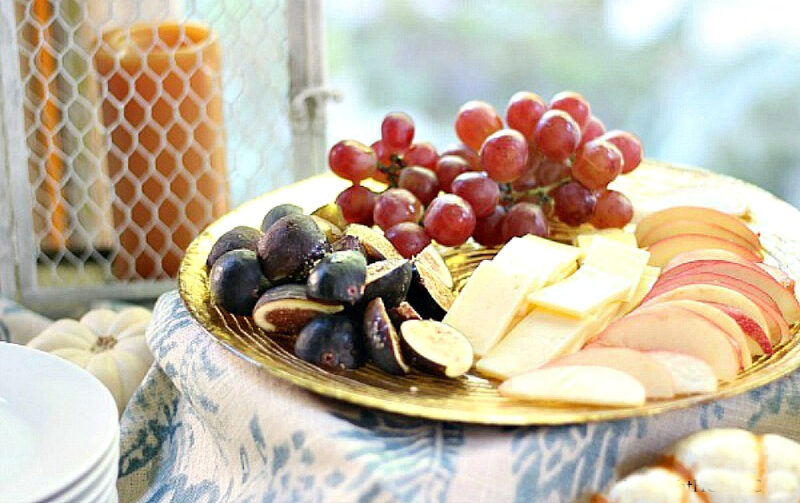 fall buffet table fruit and cheese tray