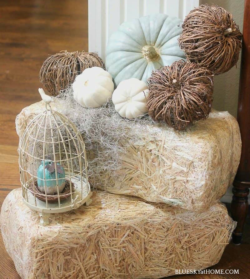 hay bales decorated for fall decor