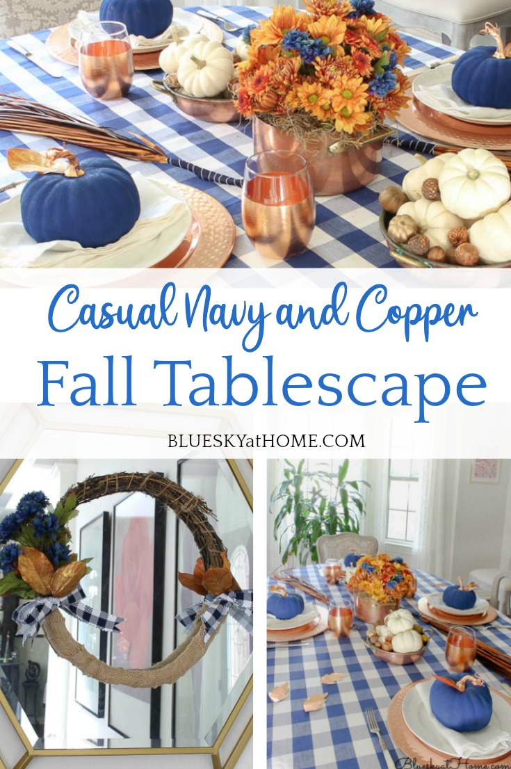 Casual Navy and Copper Fall Tablescape