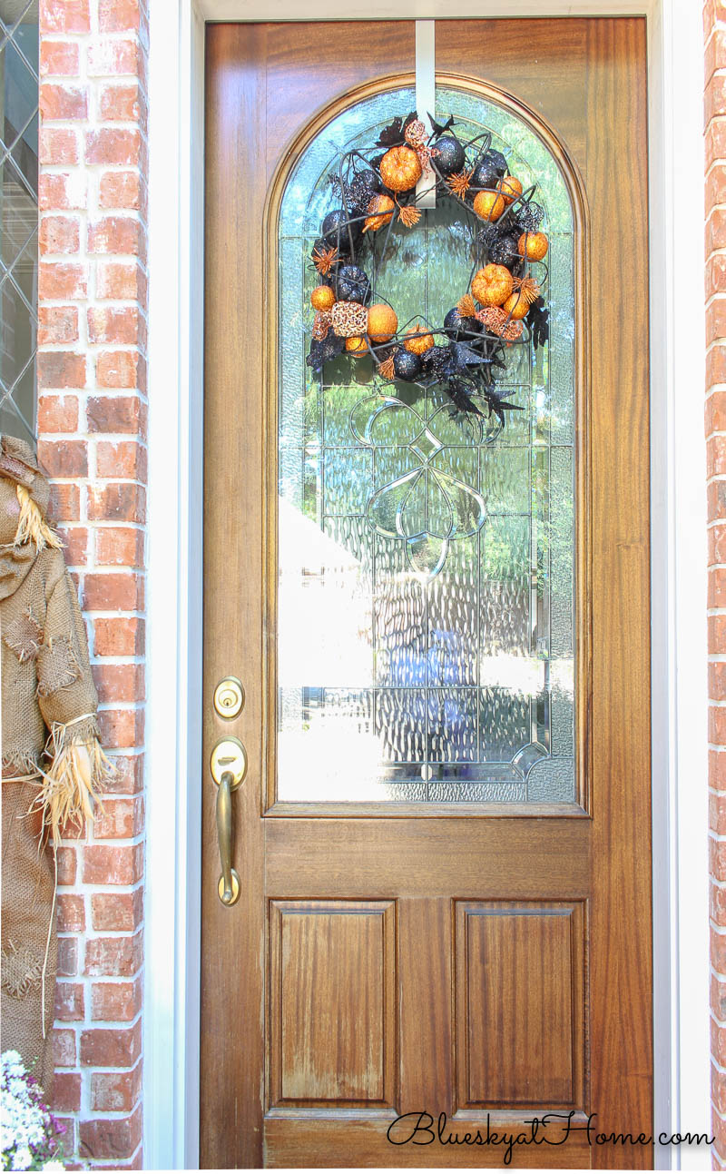 Halloween wreath on front door