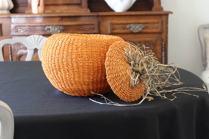 Halloween tablescape orange pumpkin basket