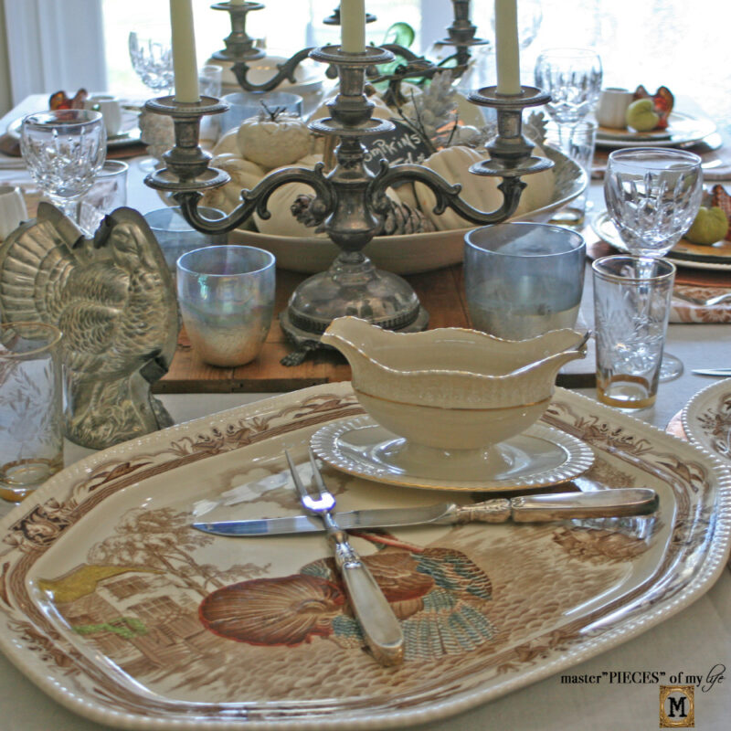 Thanksgiving table with creams and candlebra