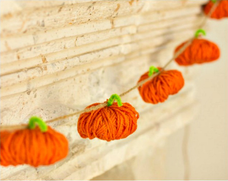 Thanksgiving DIY project yarn pumpkins