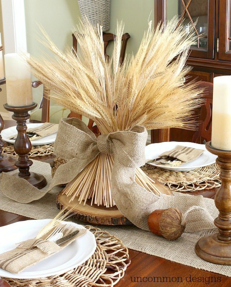 Thanksgiving DIY project wheat centerpiece