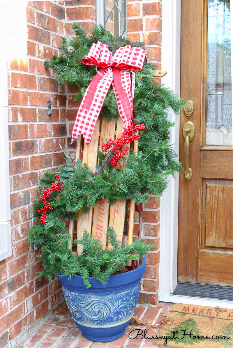 Front Door Christmas Sleigh Greenery