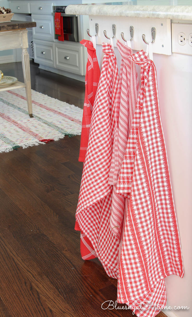 red and white dish towels